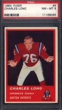 1963 Fleer #6 Charles Long Patriots PSA 8