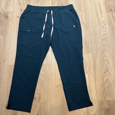 Figs Women  s High Waisted Yola Skinny Scrub Pants Blue Pink Tie XXL EUC
