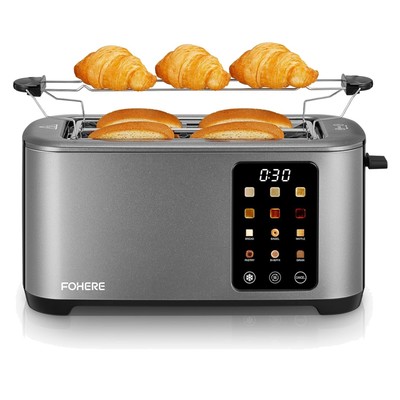 4-Scheiben Toaster Edelstahl 1400W LCD Touch Bedienung Brotsorten