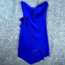 ASTR The Label Josefina Wrap Dress Women Medium Royal Blue Side Tie High Low