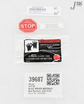 APPLIED MATERIALS 39687 Pin Abstandshalter Schlitz Load Lock (Neu) 0022-25381
