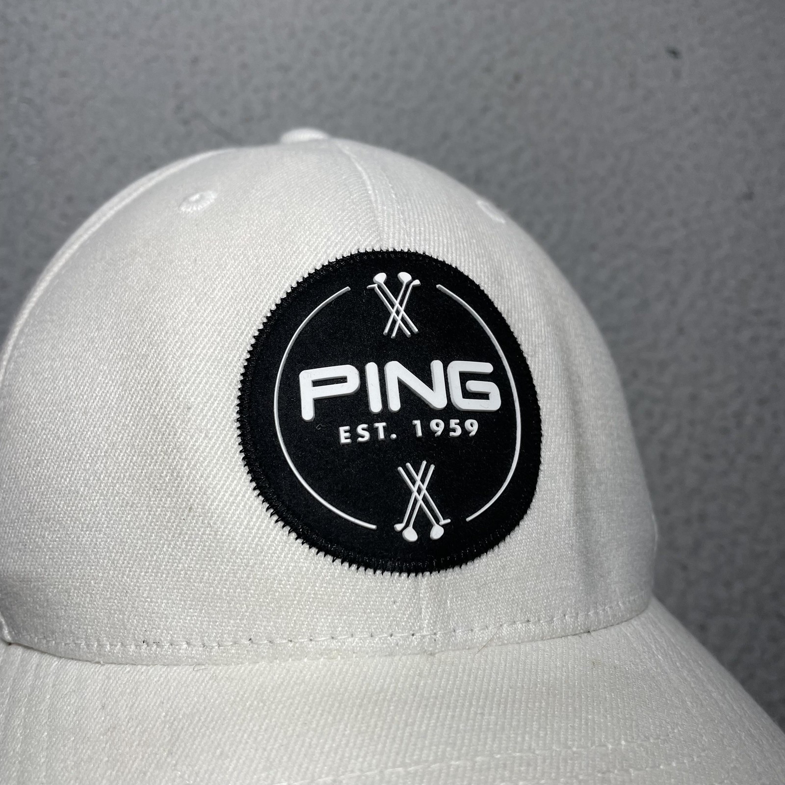 PING Hat Cap Snap Back White Black Patch Golf Log… - image 2