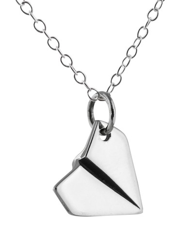 Sterling Silver Paper Airplane Necklace, 18" Cable Chain | Gifts for Men & Wo...