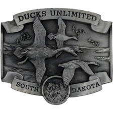 Ducks Unlimited DU South Dakota Waterfowl Hunting Mt Rushmore Vtg Belt Buckle