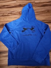Under Armour Hoodie Youth Large Blue Logo Sweatshirt Boys Loose Pullover