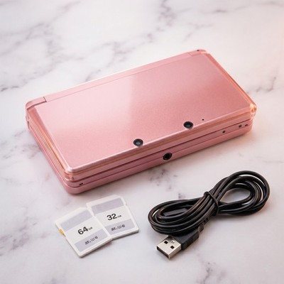 Nintendo 3DS Console Misty Pink Region Free Choose SD USB Charger Stylus Tested