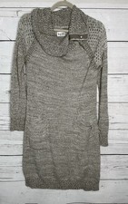 Prana Archer Gray Shawl Cowl Neck Knit Pockets Mini Sweater Dress Women Size M