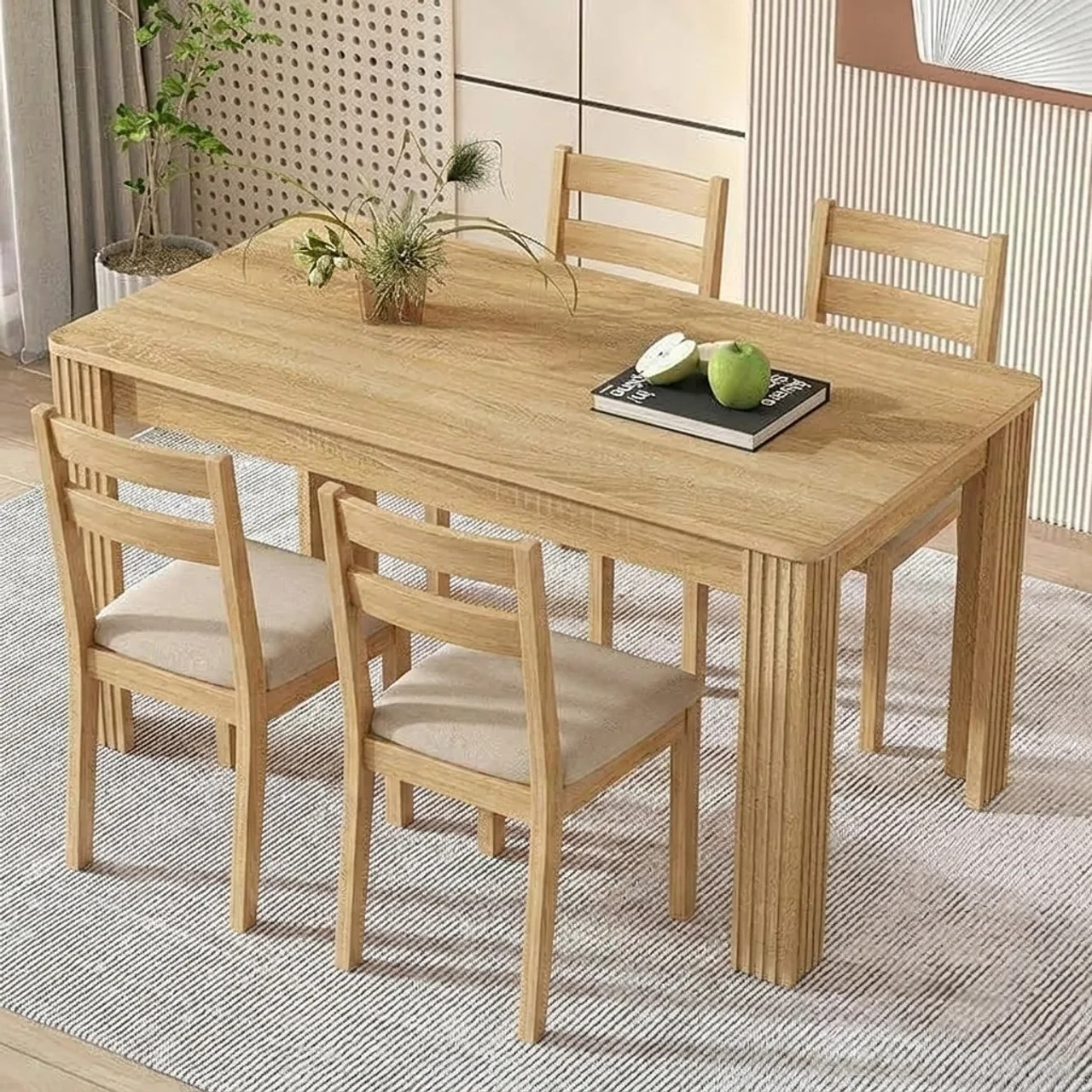 Oak Dining Table 140cm Rectangular Kitchen Dining Table 4-6 Seater Modern