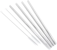 Reusable 12" Extra Long 9Mm Wide Drinking Straws - Set of 4 with 2 Brushes