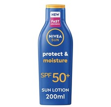 NIVEA SUN Protect & Moisture Sun Lotion SPF 50+ 200 ml (Pack of 1), 