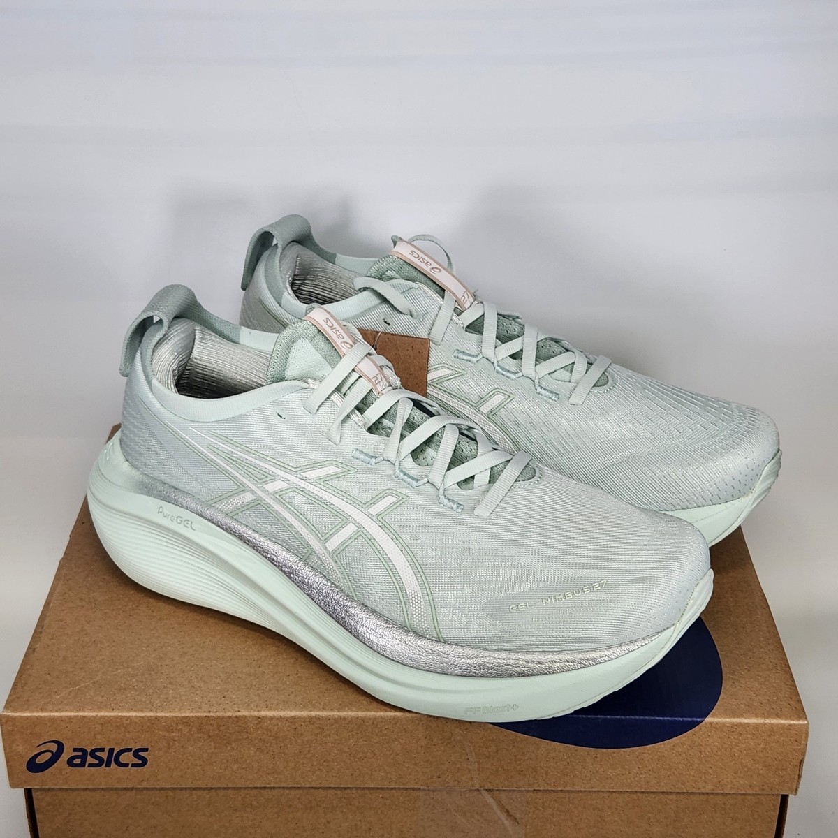 Size 8.5 - ASICS Gel-Nimbus 27 - Pure Aqua / White - Mens | eBay