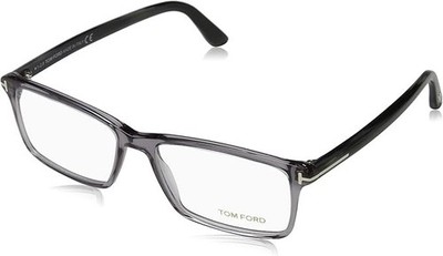 TOM FORD Men's TF 5408 Rectangular Eyeglasses 56mm, Transp. Grey, Grey Horn... 