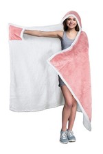 Sherpa Hooded Blanket Wearable Cuddle Throw Warm Cozy Sherpa Lining 47 x73 / She