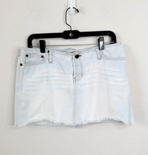 Abercrombie Fitch Y2K Micro Mini Denim Skirt Sz 8 Distress Low Rise Frayed Hem