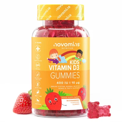 NOVOMINS Kids Vitamin D Gummies | Immunity Support | Children's Wellness | 3Month Supply