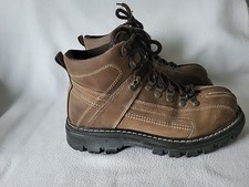 Vintage GBX Lug Sole Steel Toe Brown Lace-Up Ankle Boot Street Work Shoe 10M