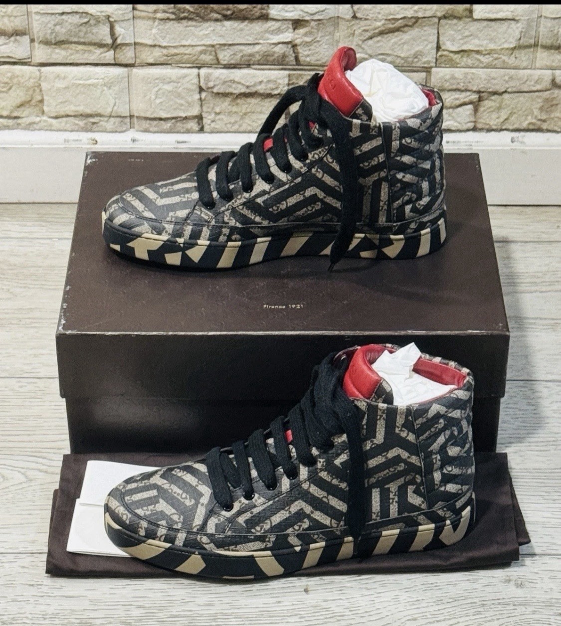 구찌 GG 칼레이도 캔버스 하이탑 스니커즈 남성용 사이즈 9GUS 9½ 정가 $750.00 4
