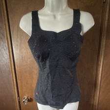 Ruby Ribbon Black Embellished Sleek Shape Tank Shapewear 38 Wireless Stretch