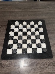 Onyx Marble Checkers Set White And Black