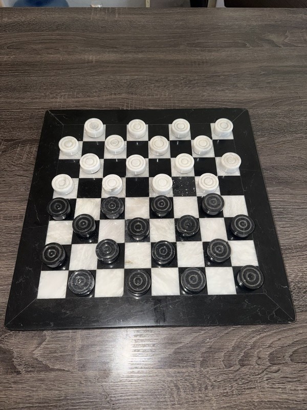 Onyx Marble Checkers Set White And Black