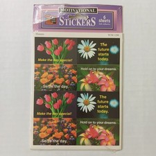 1995 Teacher Created Materials Motivational Stickers Flowers 6 Sheets
