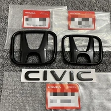 3PCS Fit For HONDA Civic 06-2015 Front & Rear Emblem H+ CIVIC Badge Black NEW US