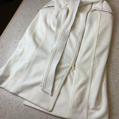 Calvin Klein White Dress W/ Gold Accent Zippers Women's 10 | eBay