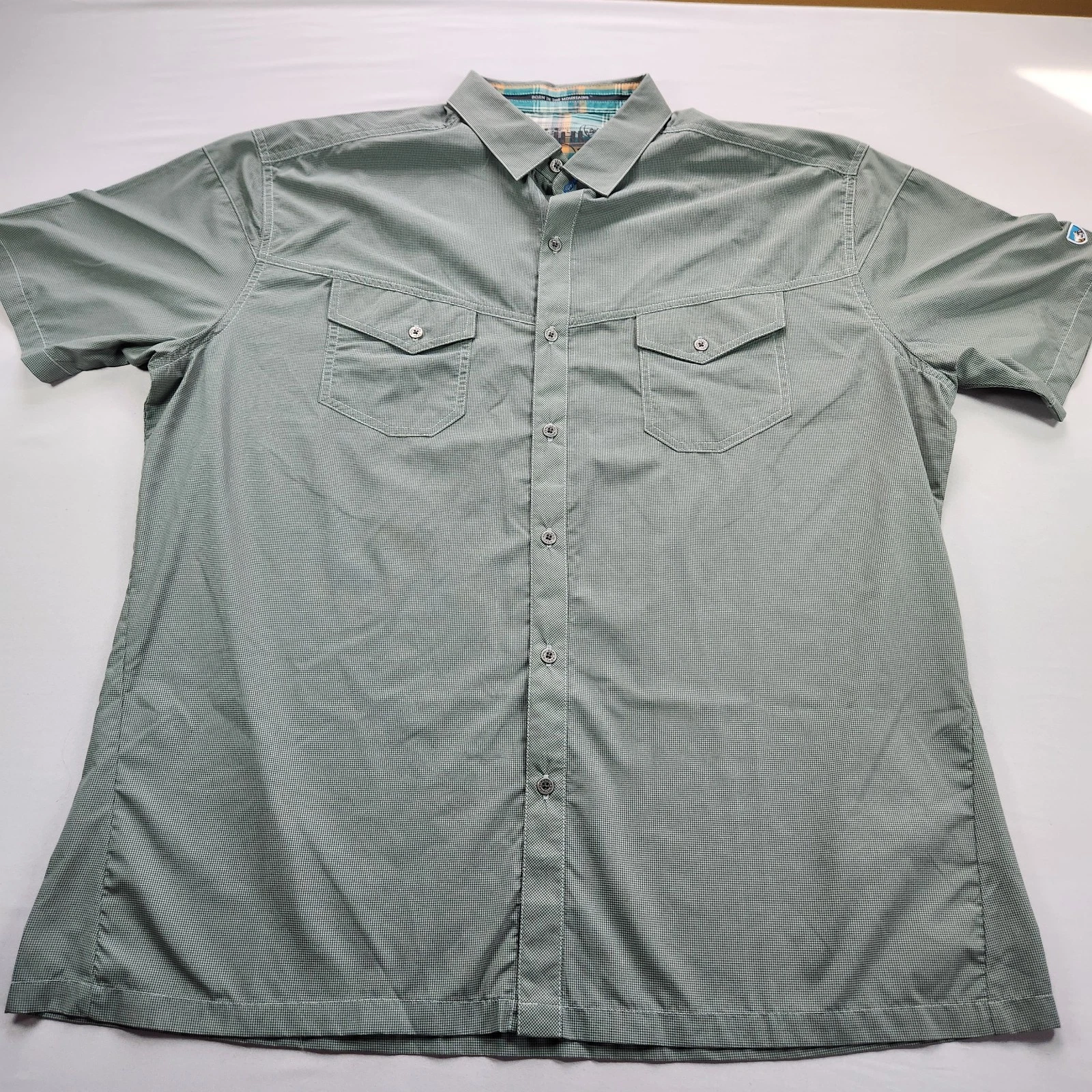 Kuhl Eluxur Shirt Mens 2XL Gray Button Up Short Sleeve Outdoors Hiking