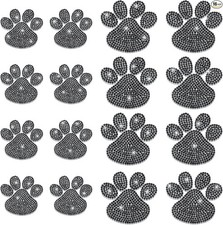 Black Crystal Paw Print Decals, 16-Piece Rhinestone Set for Car B Color: Black