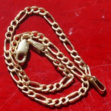 10k yellow gold bracelet 7.25" Figaro link chain vintage handmade 1.00gr N3599