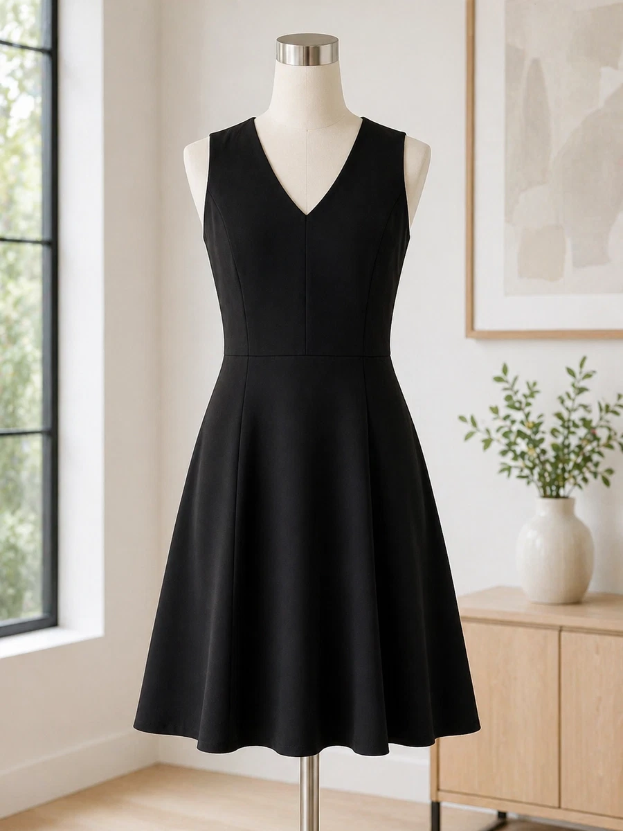 halston heritage fit and flare dress Halston Heritage Black Fit and Flare Dress Size