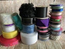 Lot of 26 Craft Ribbon Rolls Partially Used Various Lengths/ Sizes Color Brands