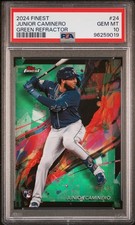 2024 TOPPS FINEST GREEN REFRACTOR #24 JUNIOR CAMINERO 29/75 PSA 10