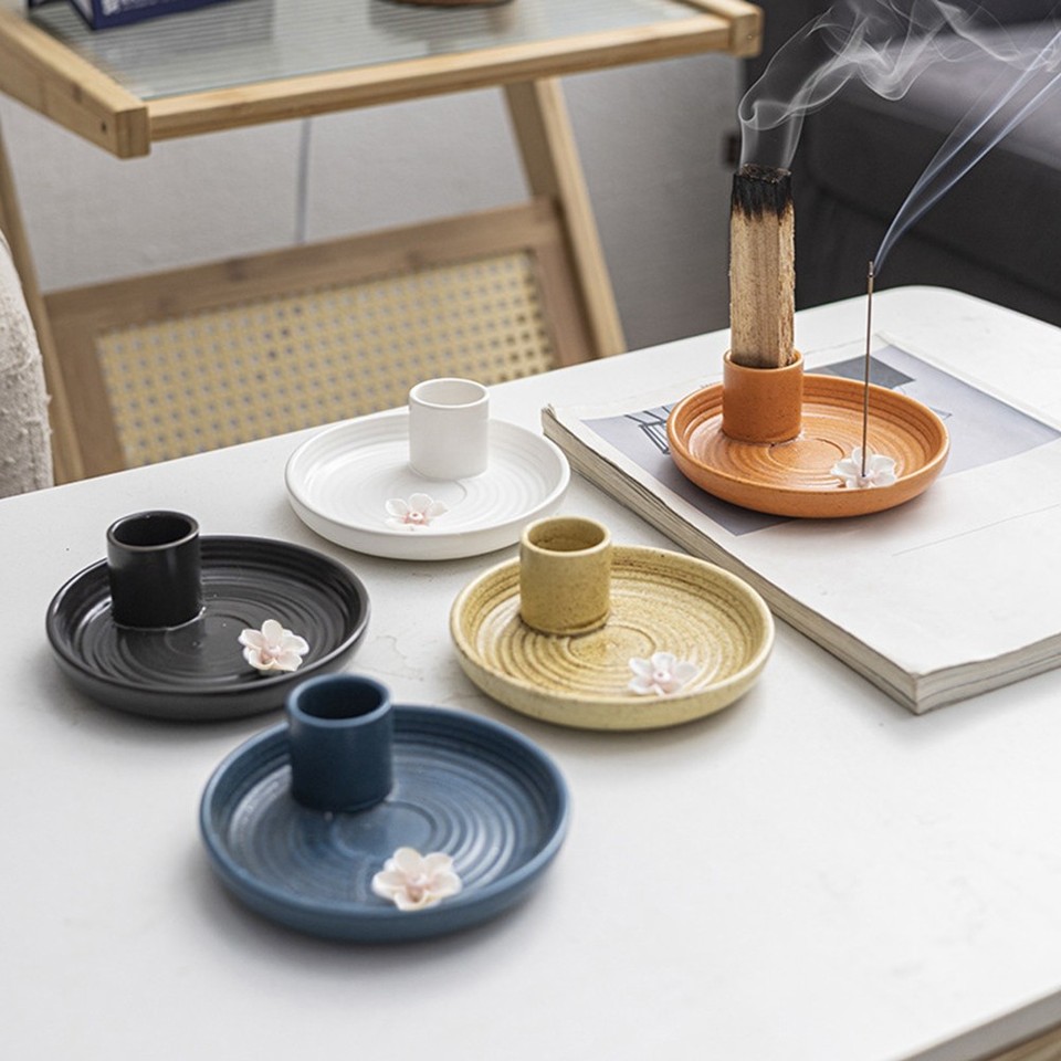 White Icense Holder,Ceramic Incense Holder,Scent Wood Stand, Simple ...