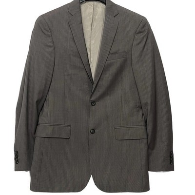 Murano Collezione Wool Blazer Sport Coat Jacket Lt Brown 2 Button Stripe 40L