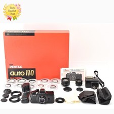 Pentax Auto 110 Film Camera 18 24 50mm Lens Flash Winder Set NEAR MINT  JAPAN