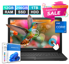 Dell Inspiron Laptop 15.6" Touch Intel i7 12GB RAM  256GB SSD  1TB HDD Office