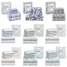 6 Piece 100% Natural Cotton Sheet Set Deep Pocket Cozy Soft Bed Sheets