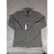 North End Sport Button Down Shirt Men's Medium Gray Long Sleeve