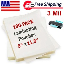 100 Pack Thermal Laminating Pouches Sheets 11.5'' X 9" Letter Size Clear 3 Mil