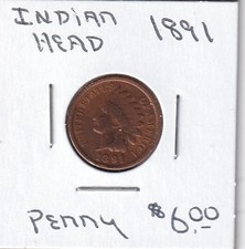 1891 - Indian Head Penny - Good Condition