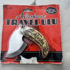 Vintage Miniature Alaska Cultured Moose Antler Handle Ulu Knife