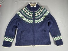 L.L. BEAN Women s Vintage CARDIGAN 100 LAMBSWOOL Fair Isle Nordic Sweater SP