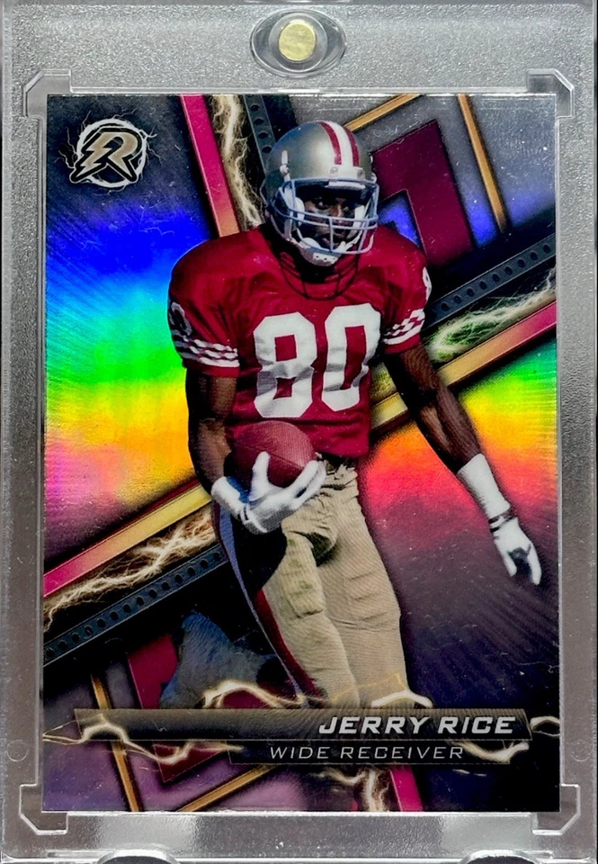 Jerry Rice RARO REFRACTOR PRIZM HOLO CROMO TARJETA DE INVERSIÓN SSP! - 49ers como nuevo Foto 4 de 4