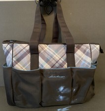 Eddie Bauer Gray Diaper Bag Plaid 16  