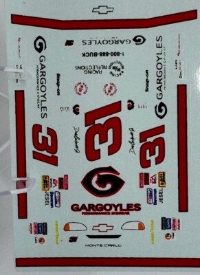 HO Scale Slot Car Water Slide Decal, Silk Screen w/ White NOT A COLOR COPY - NOS