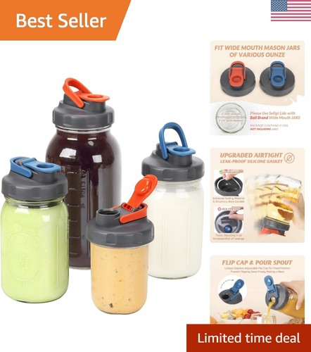 Reliable Wide Mouth Mason Jar Lids - 4 Pack with Upgraded Silicone Gaskets