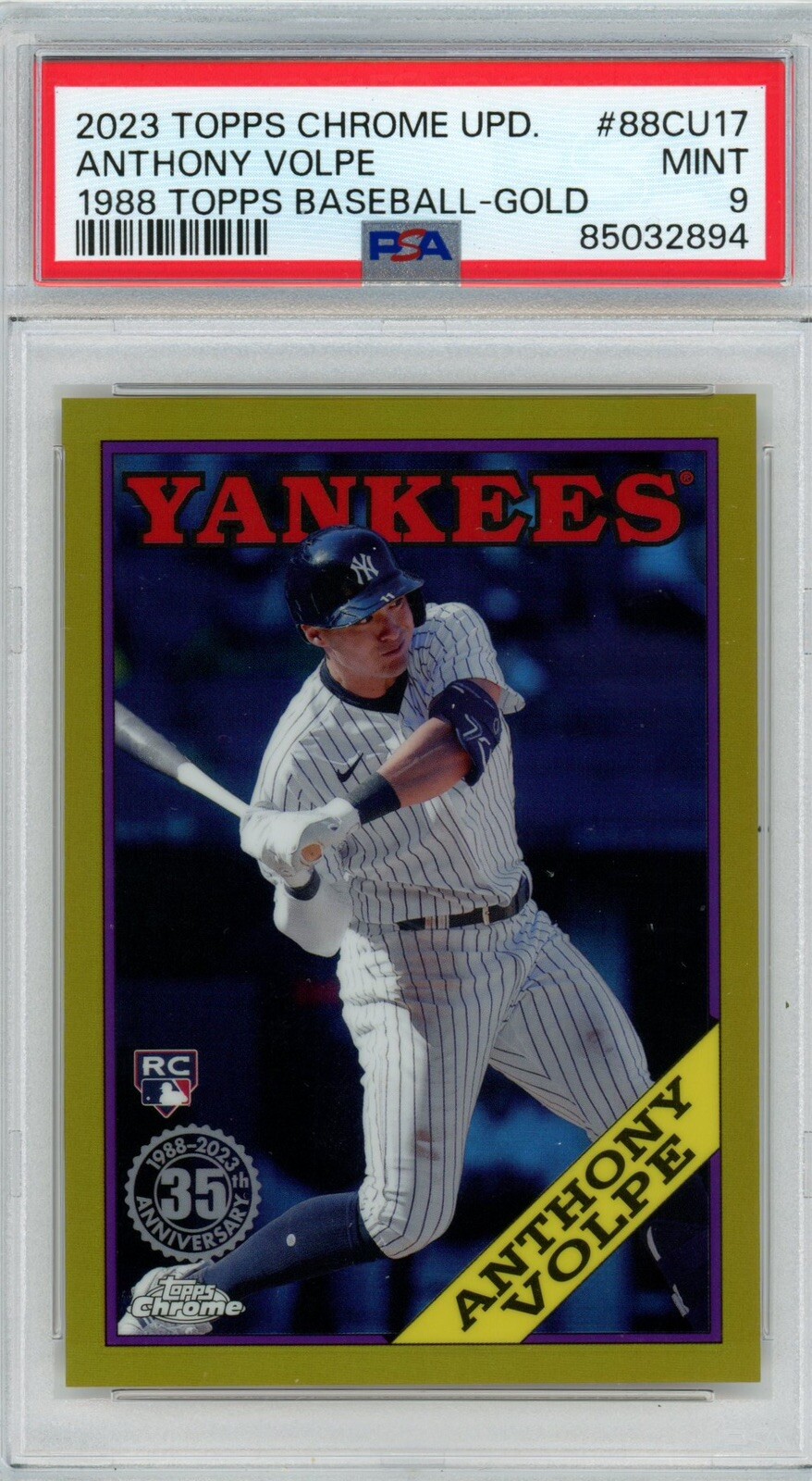 2023 TOPPS CHROME UPDATE 1988 TOPPS BASEBALL ORANGE ANTHONY VOLPE RC #24/25