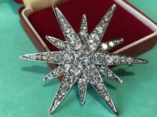 Art Deco Style Sparkling Crystal STAR PENDANT BROOCH Shawl Pin Jewellery