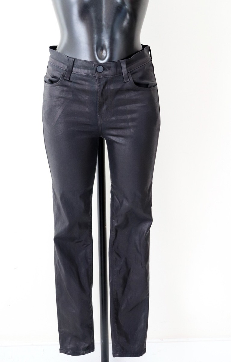J Brand Maria Skinny FAUX Leather coated Jeans Galactic Black